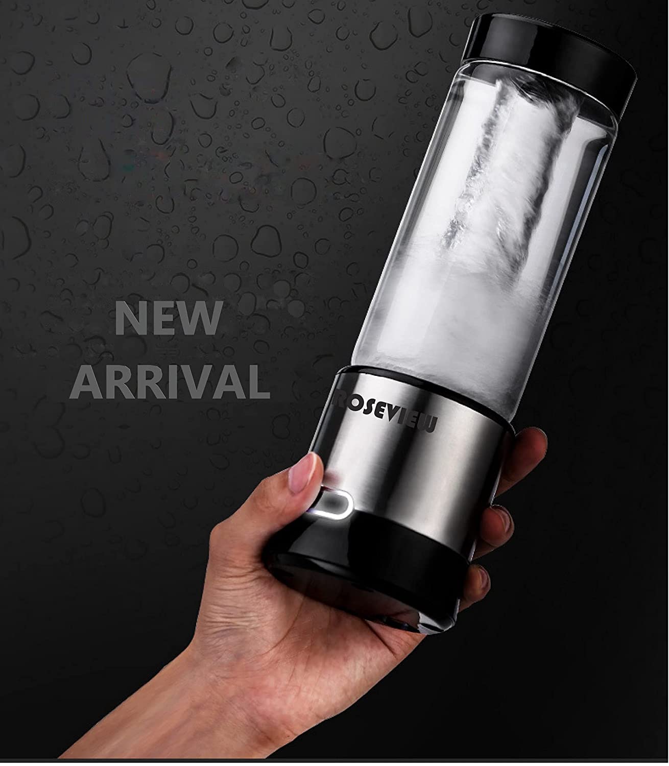 ROSEVIEW Blender Smoothie Portable for smoothies Glass bottle Mini USB rechargeable Handheld 2 Speed battery powered hand jet blend Shakes Cup mélangeur fruit juicer Cordless melangeur portatif maker jet Mixer