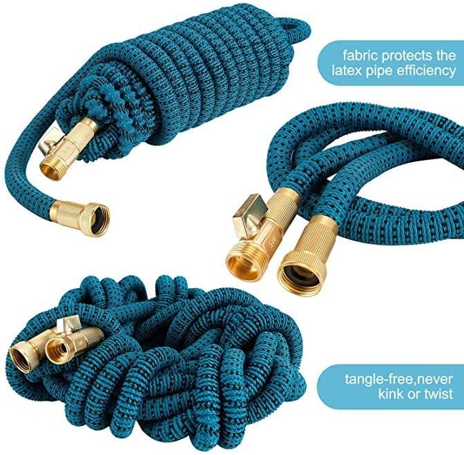 Garden Hose Expandable 75ft 100ft 150ft Expanding 50 75 feet 100 foot 150 ft (CA, LakeBlue)