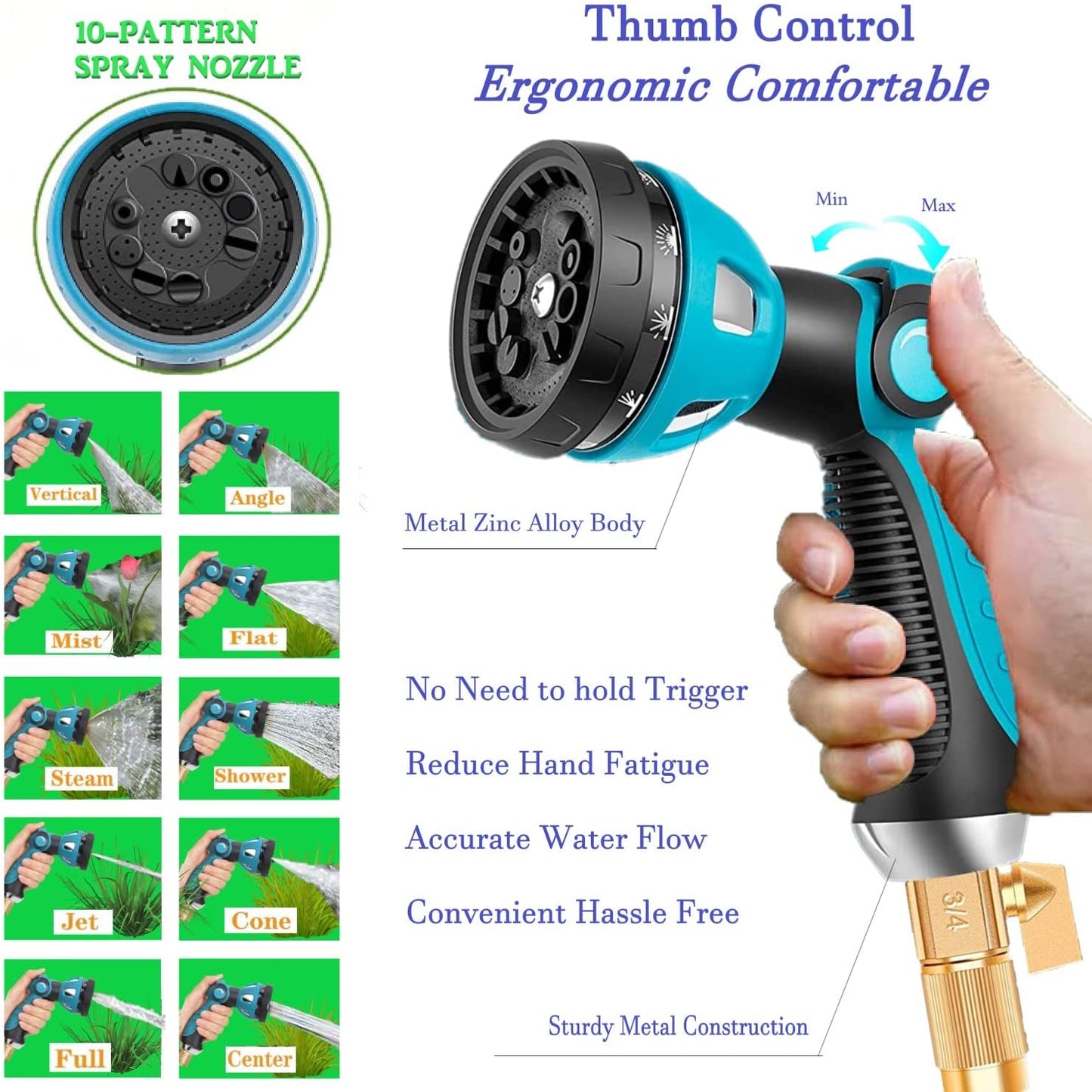Garden Hose Expandable 75ft 100ft Expanding 75 feet 100 foot (CA, Dark Blue)