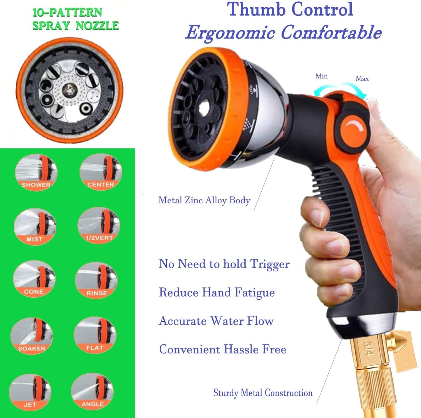 Garden Hose Expandable 75ft 100ft 150ft Expanding 75 feet 100 foot 150 (CA, BlueOrange)