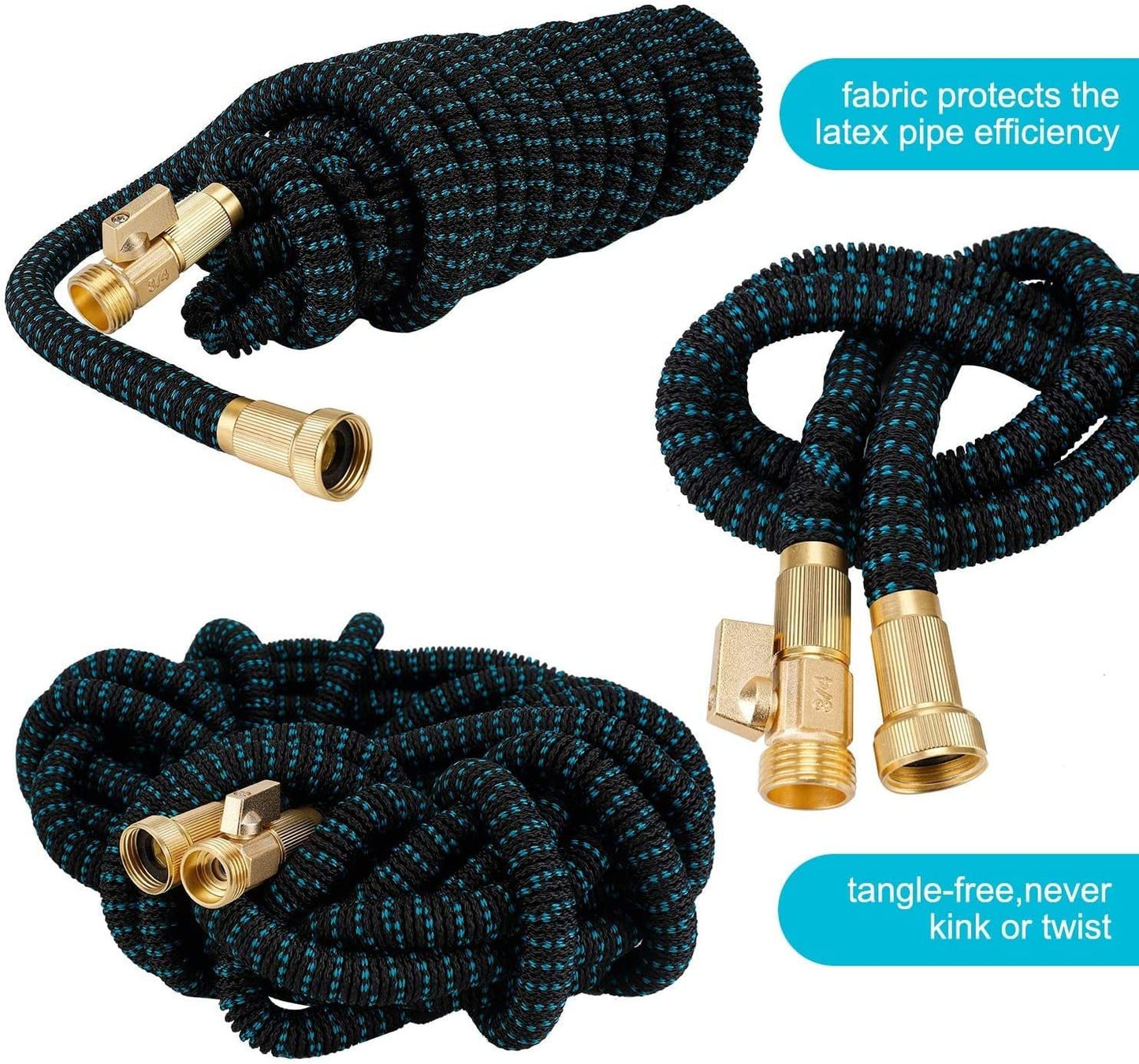 Garden Hose Expandable 75ft 100ft Expanding 75 feet 100 foot (CA, Dark Blue)
