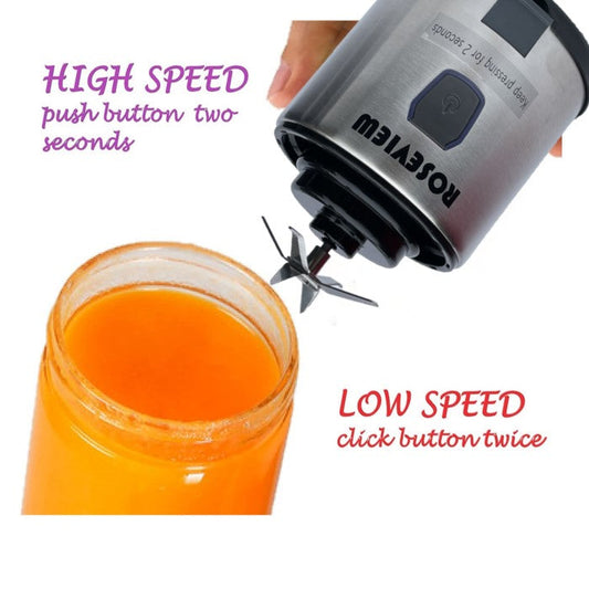ROSEVIEW Blender Smoothie Portable for smoothies Glass bottle Mini USB rechargeable Handheld 2 Speed jet blend battery powered Shakes Cup fruit juicer (US, BlackSteel)