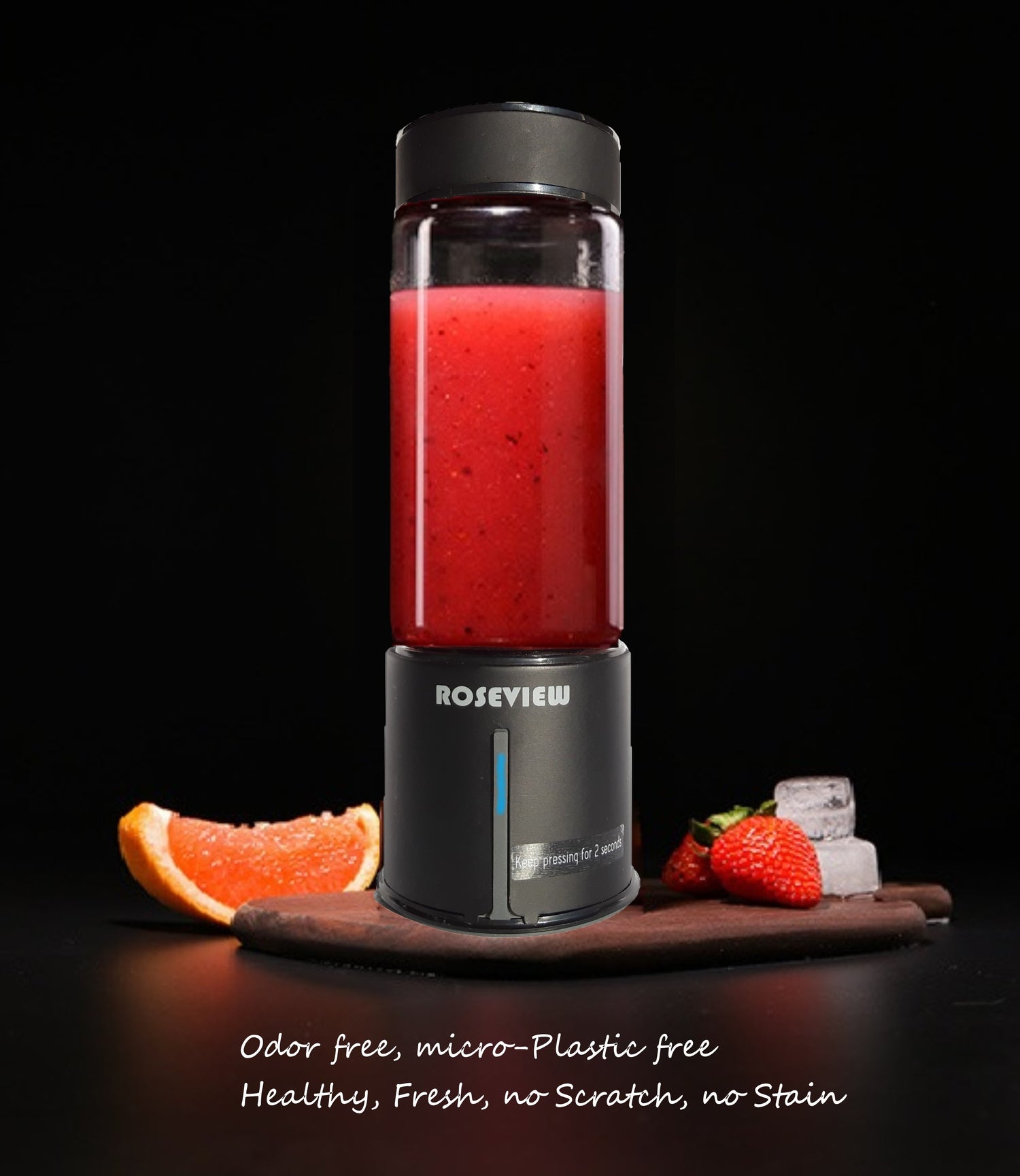 ROSEVIEW Blender Smoothie Portable for smoothies Glass bottle Mini USB rechargeable Handheld 2 Speed battery powered hand jet blend Shakes Cup mélangeur fruit juicer Cordless melangeur portatif maker jet Mixer